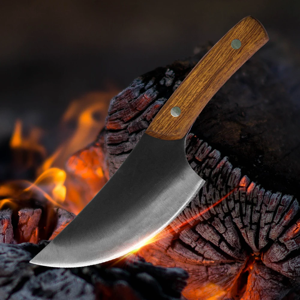 

XYj 5.5'' Chinese Handmade Forged Clad Steel Chef Knife Color Wood Handle Full Tang Butcher Meat Steak Fish Pork Cooking Tools