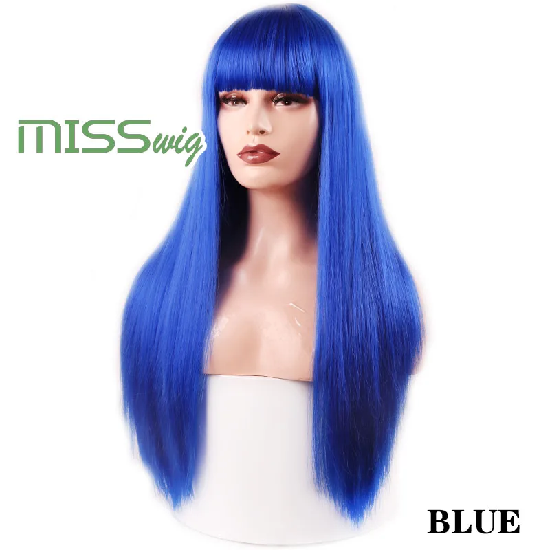 Miss wig синтетические волосы длинные прямые 60 см 300 г черные синие красные парики на голову для женщин наращивание волос высокотемпературное волокно