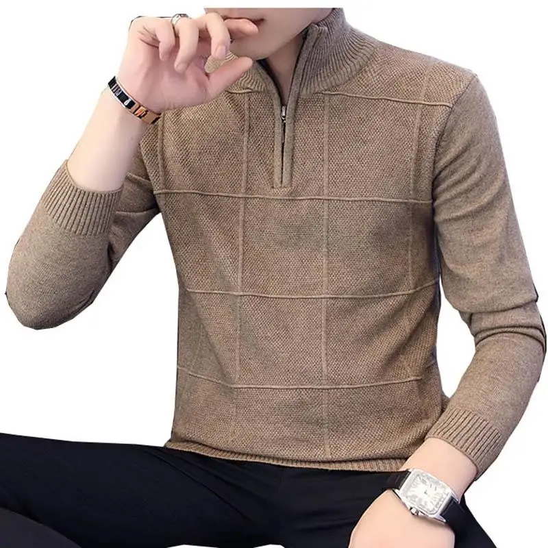 

2020 Men's Sweaters Autumn Winter Warm Cashmere Wool Zipper Pullover Sweaters Man Casual Knitwear Plus Size M-XXXL
