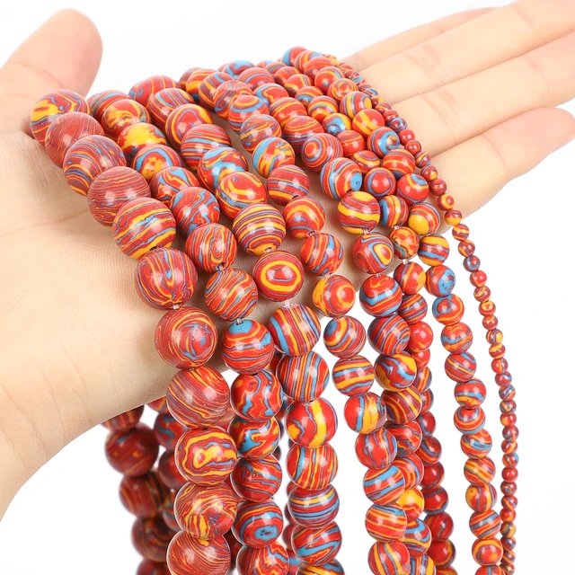 Natural Stone Orange Blue Dots Rainbow Stone Round Loose Beads Fit Diy  Handmade Charms 4/6/8/10/12 MM Spacer Beads Jewelry Making