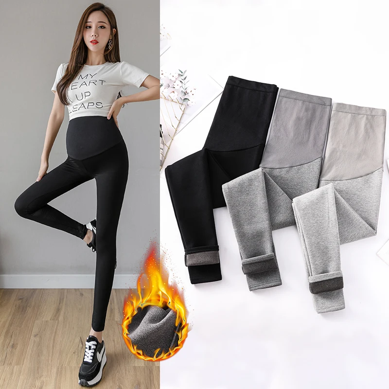 Autumn Winter Thick Warm Plus Velvet Maternity Legging Adjustable Belly  Pencil Pants Clothes for Pregnant Women Pregnancy