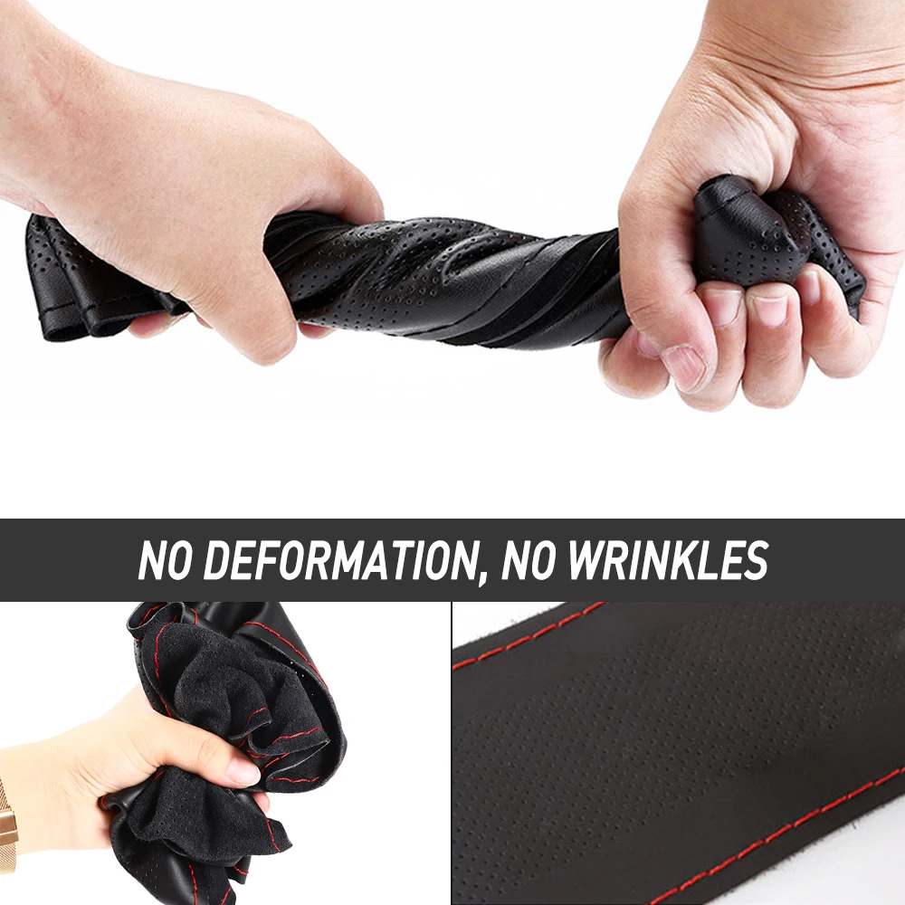38 см DIY автомобиля рулевое колесо чехол, противоскользящий дизайн оплетки с иглой и резьбой для Volkswagen VW Polo Passat B5 B6 CC GOLF 4