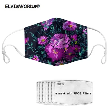 

ELVISWORDS Tropical Flower Printing Women Mask 2020 Dust Mouth Mask with 7 Filters Elastic Reusable Kids Face Mask Cover Masks