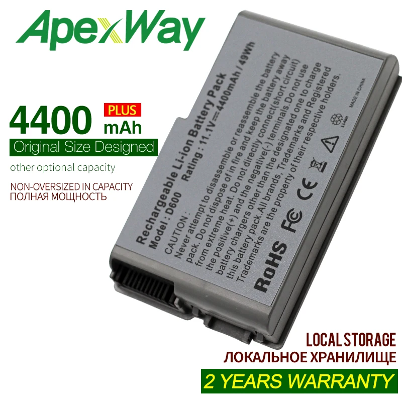 Аккумулятор ApexWay 4400 мАч для Dell Latitude D500 D505 D510 D520 D530 D600 D610 Precision W1605 Y1338 M20 C1295 M9014