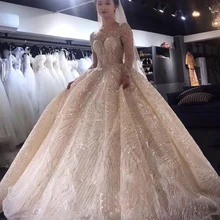 Роскошное летнее сексуальное платье с длинным рукавом платье праздничное с бисером свадебные платья свадебное платье в стиле знаменитостей vestido De Noiva robe de Mariage