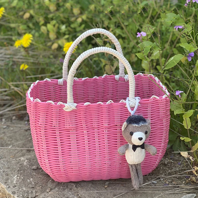 Outdoors Handmade Basket with Handle Camping Picnic Basket For Wine Flower Shopping Storage Hamper Kitchen Organizer Home Decor storage bag camping storage bag wine tote bag