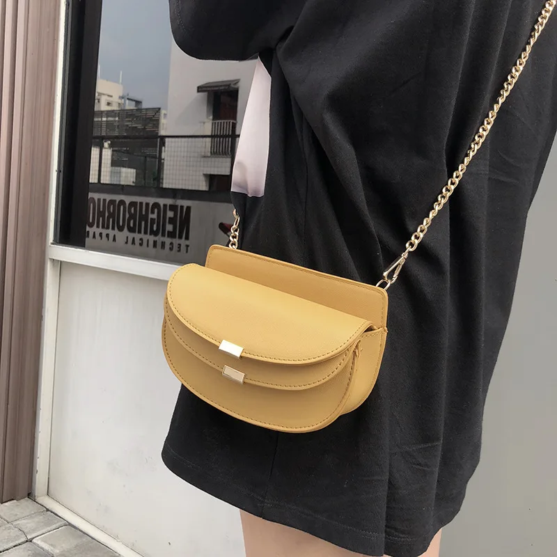 

Bag Women's 2019 New Style Fashion Simple Shell-Type suo kou bao Chain Shoulder Solid Color Fairy Bag