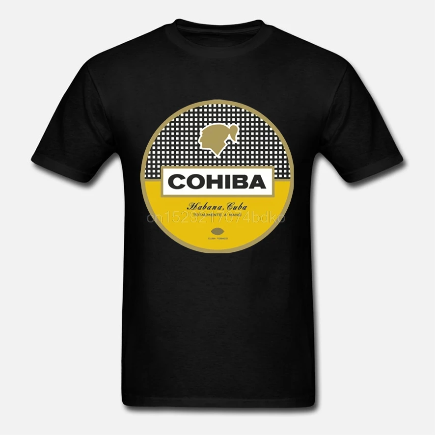 Мужская футболка с логотипом Cohiba на заказ простая черная коротким рукавом |