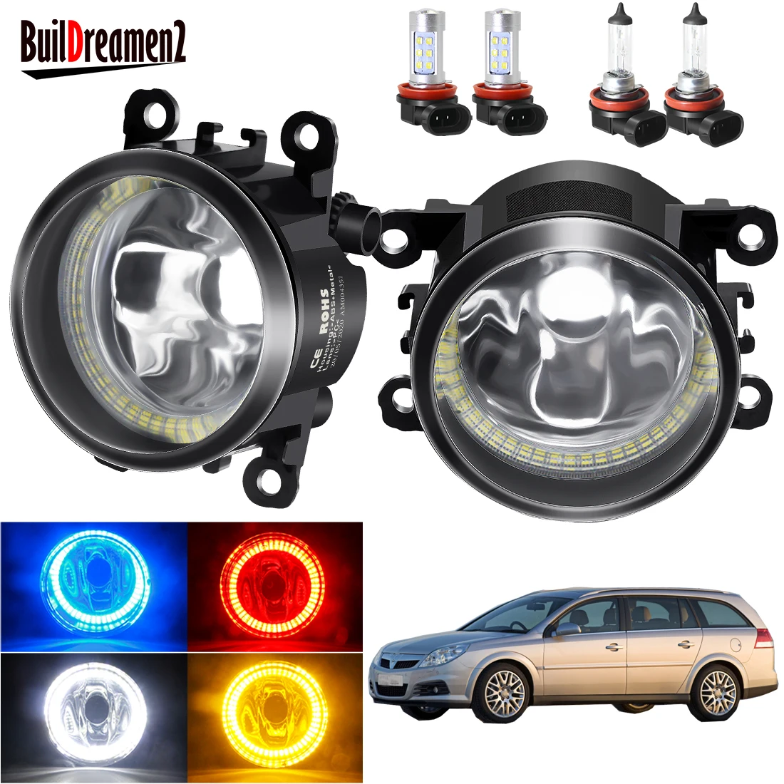 Angel Eye Fog Light Assembly For Opel Vectra C 2003-2008 Car Front Bumper with Halo Ring Daytime Running H11 20W | Автомобили и
