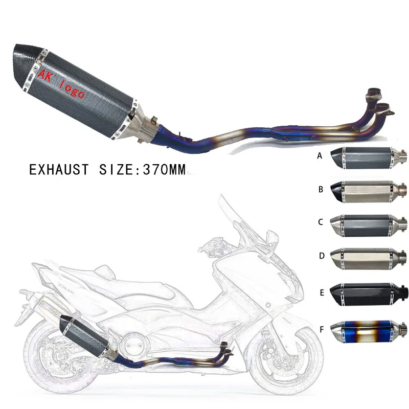 С 370 мм выхлопной полной системой для Yamaha T-max Tmax 500 530 2001- tmax530 tmax500 с выхлопной