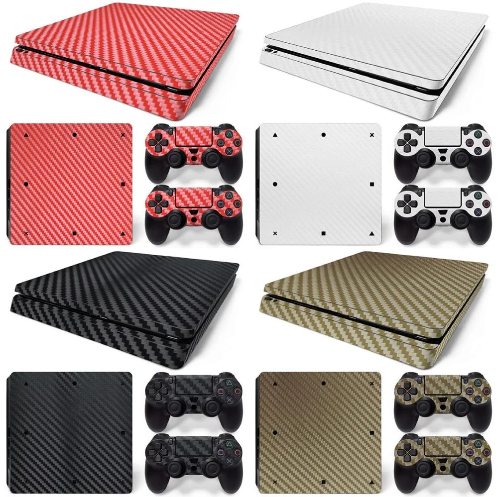 For Ps4 Slim Skin Gold Black Pink Red White Carbon Fiber Skin High Qulaity Decorative Sticker Decal Cover For Ps4 Slim Console Stickers Aliexpress