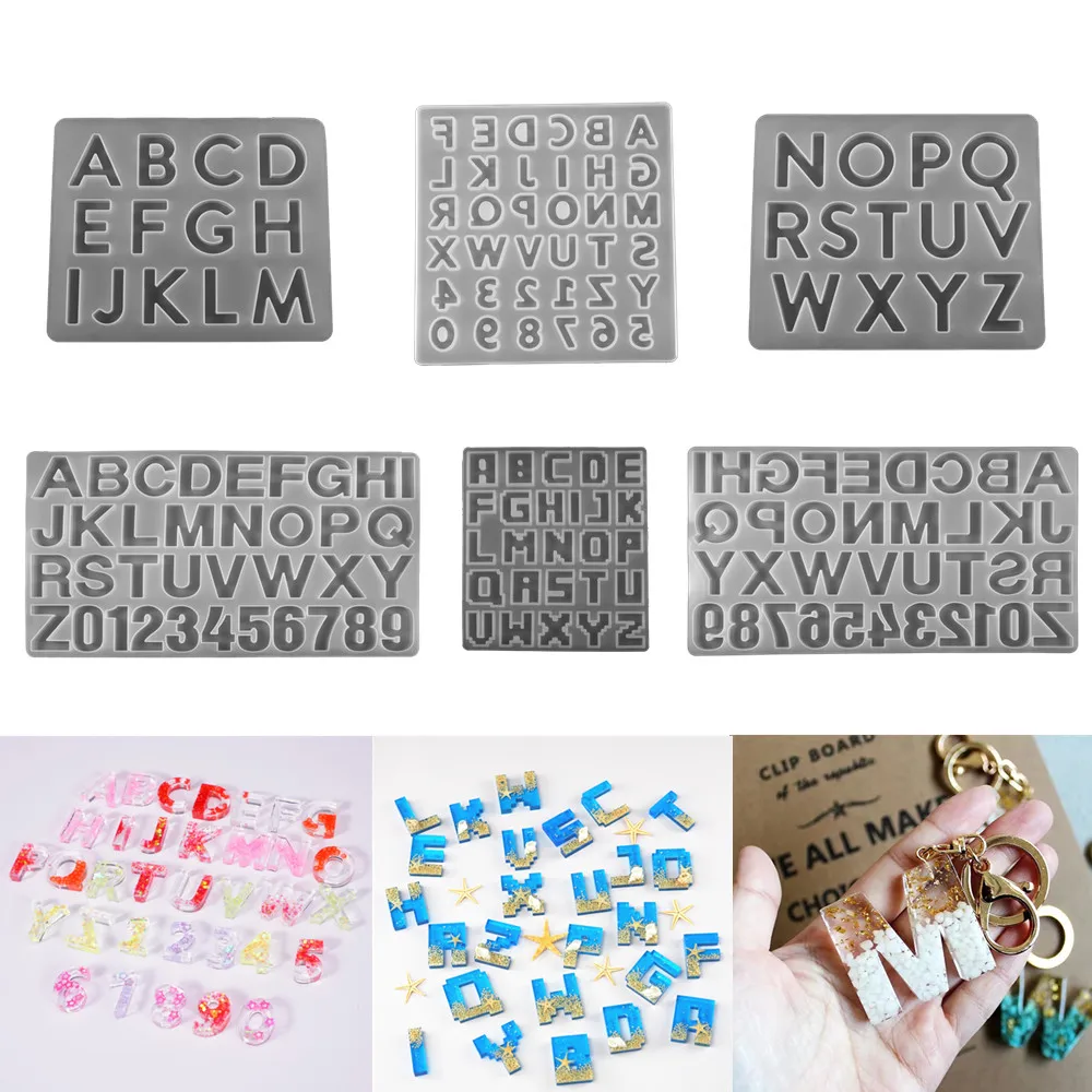 

7 Style Uppercase Letter Resin Silicone Molds Digital Crystal UV Epoxy Mold Pixel Letters Mould for DIY Crafts Pendants Keychain