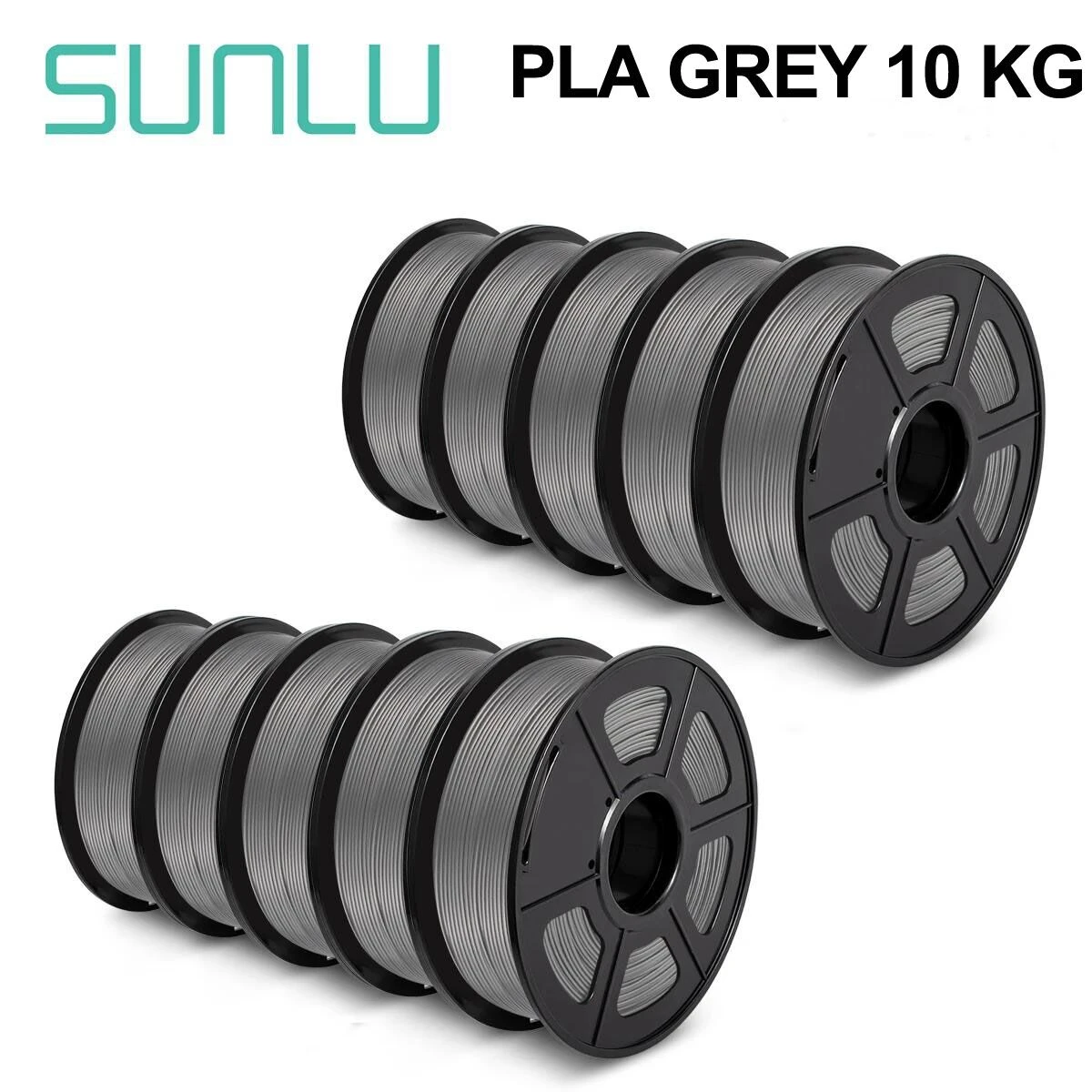 SUNLU 3D нити 10 рулонов PLA Синтетическая нить 1кг 1 75 мм погрешность +/ 0 02 плотность 10кг