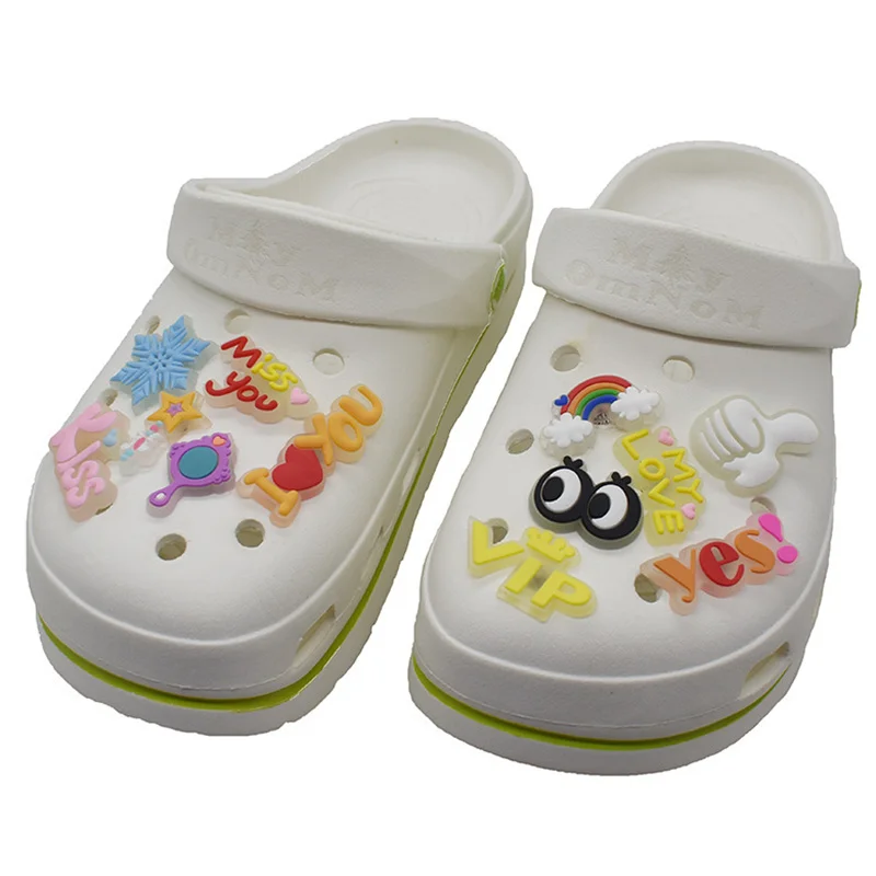 Shoe Decoration Buckle Charm Luminous sn eye lipstick mirror Accessories 1pcs DIY Combination kids gift