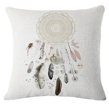 

Dream Catcher Cotton Linen Cushion Cover 45cm x 45cm Pillow Case Home Sofa Bed Car Decor Wind chime hug pillowcase decorative