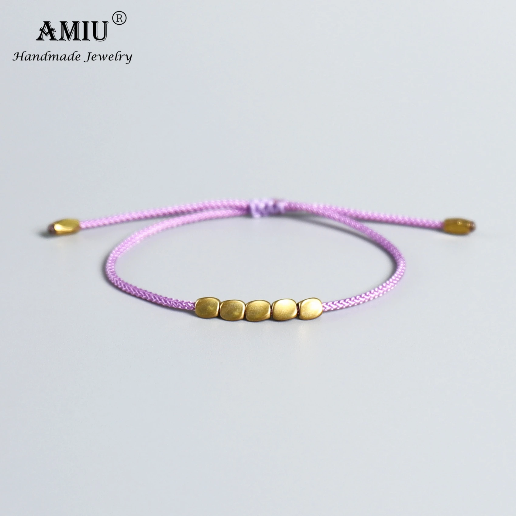 Leather Bracelets AMIU Handmade Tibetan Copper Beads Cotton Thread Lucky Rope Bracelet & Bangles for Women Men