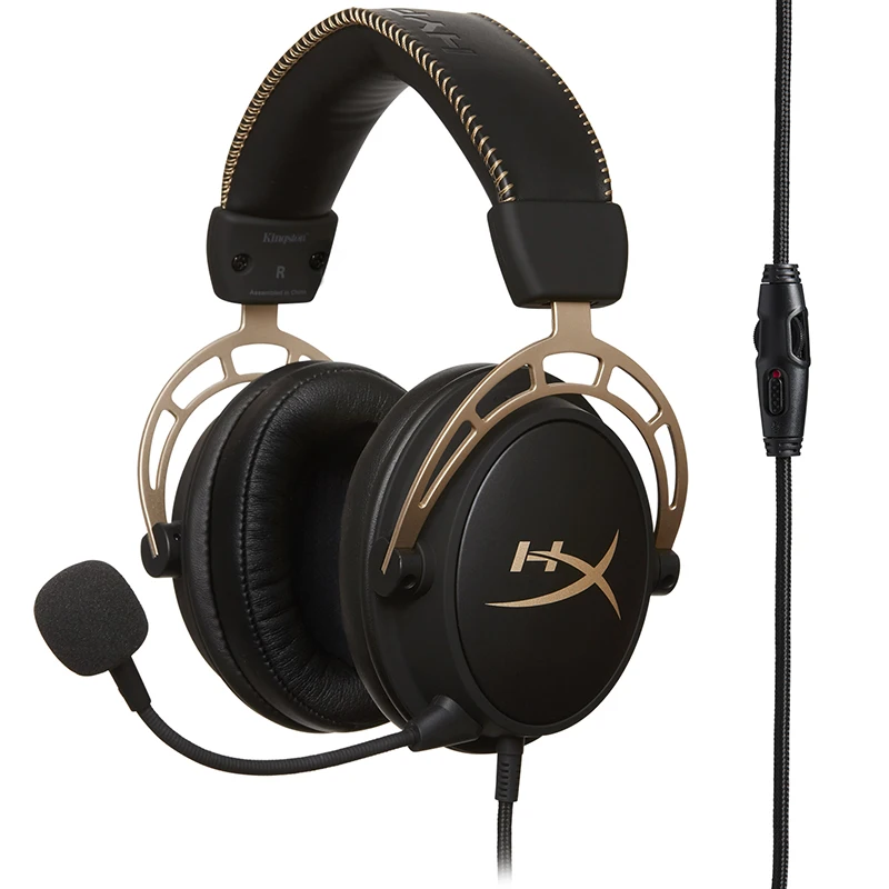 HyperX Cloud Alpha gold Gaming Headset Signature HyperX Comfort headphone and Durability And hi-fi sound effects