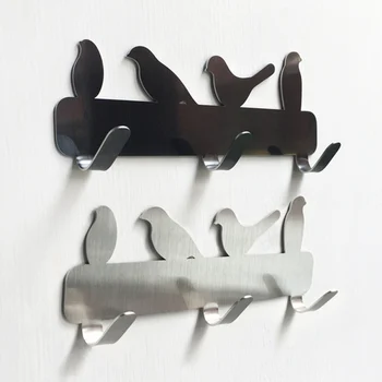 

Small Bird Stainless Steel 3 Hooks Strong Adhesive Hook Adhesive Door Rear Row Hook Hanger Hanging Towels Coats Hook Holder