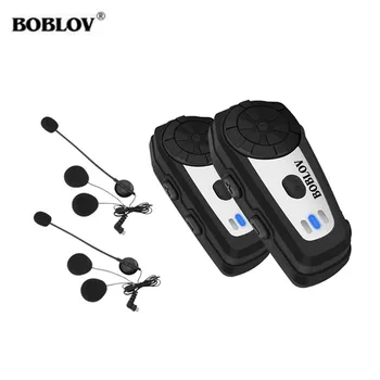 

2 Pcs BOBLOV M6 Motorcycle Helmet Intercom Headset Handsfree Moto Bluetooth Wireless Waterproof Interphone for Rider & Passenger