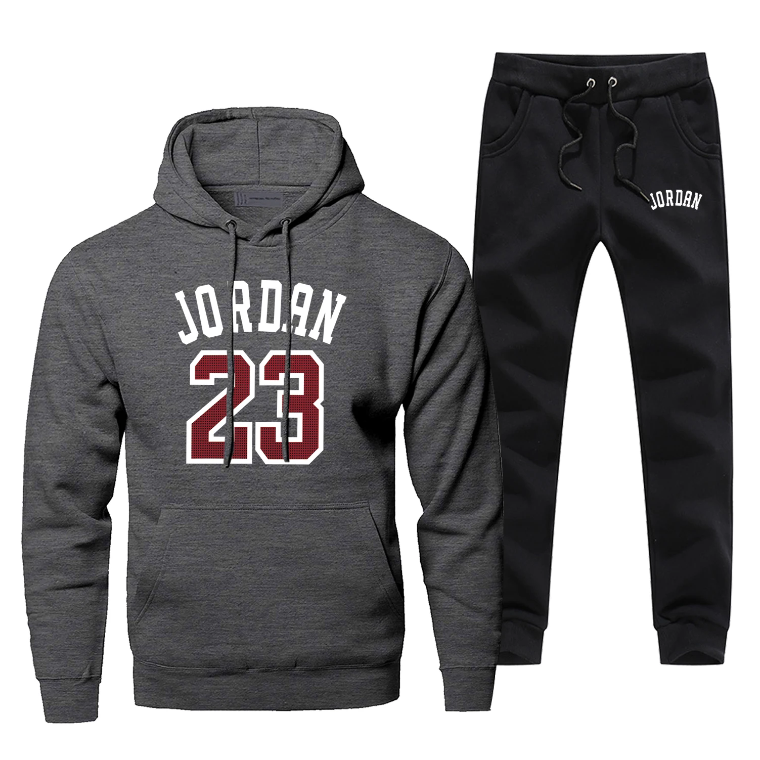 Jordan 23 Basketball Sports Hoodie Pants Men Sets Track Suit 2 Piece Tops Pant Sweatshirt Sweatpants Sportswear Autumn Tracksuit - Цвет: Dark Gray