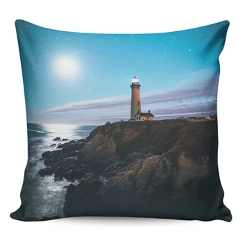 

Lighthouse Coast Cliff Sky Pillow Covers Cases Pattern Cover Cushion Pillowcase Square Print