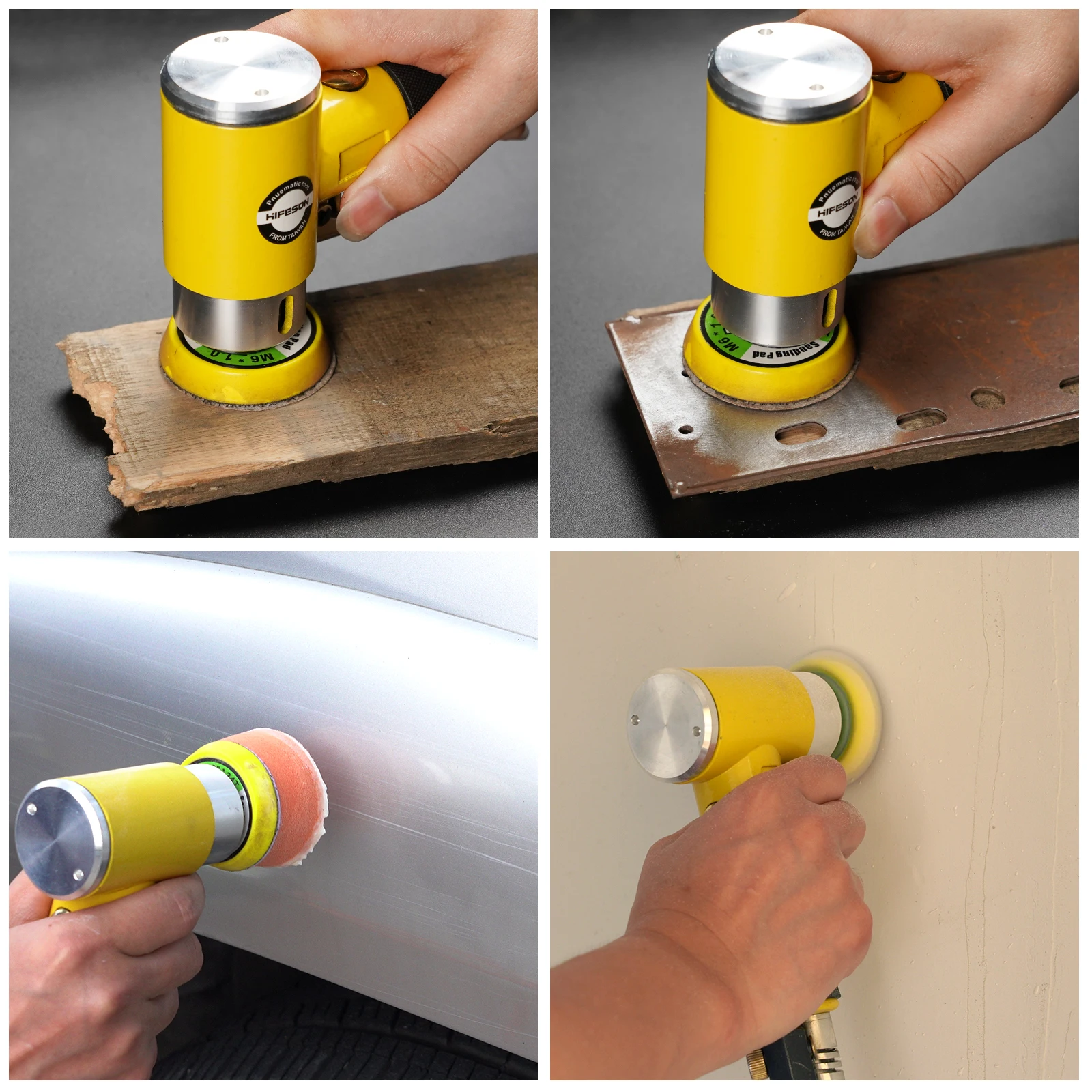 HIFESON Mini Orbital 2/3" Air Sander Pneumatic Polisher Grinder Dual Action Orbital Polisher Set pneumatic orbital sander