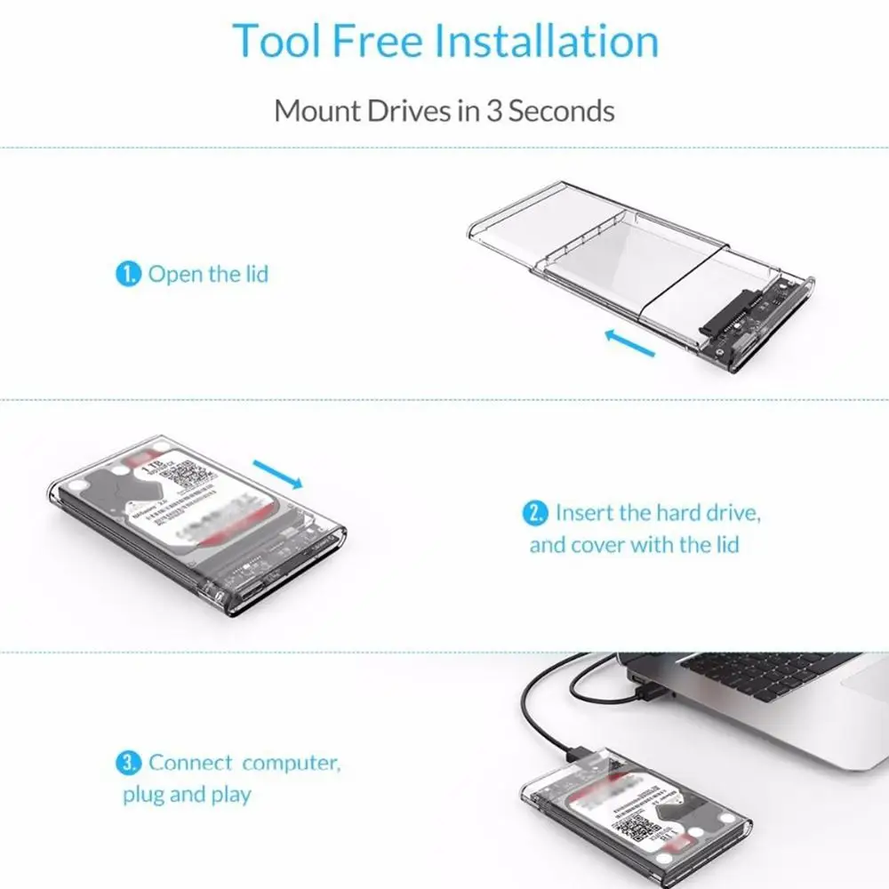 Корпус для жесткого диска USB 3 0 прозрачный высокоскоростной Переносной жесткий