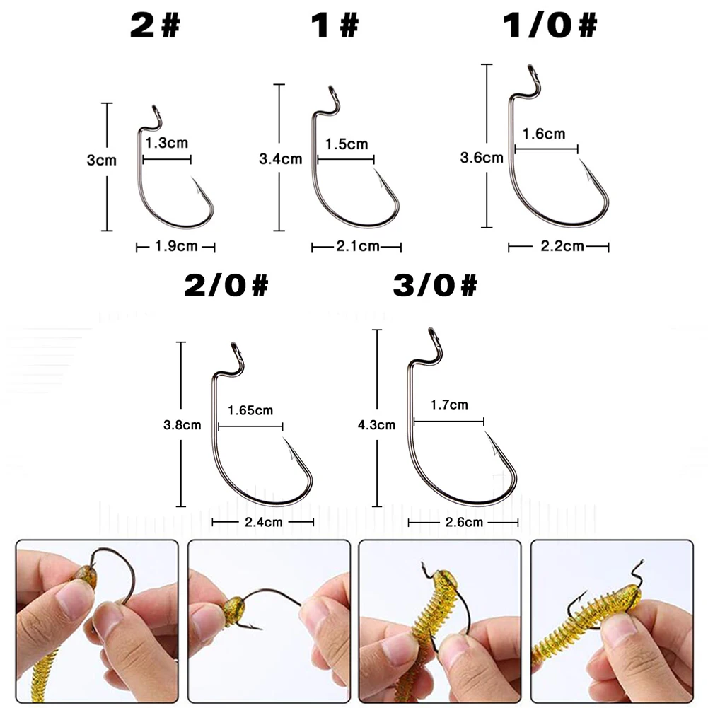 50Pcs High Carbon Steel Fishing Hooks Crank Fishhook Jig Fish Hooks with Plastic Box Carp Fishing Accessories