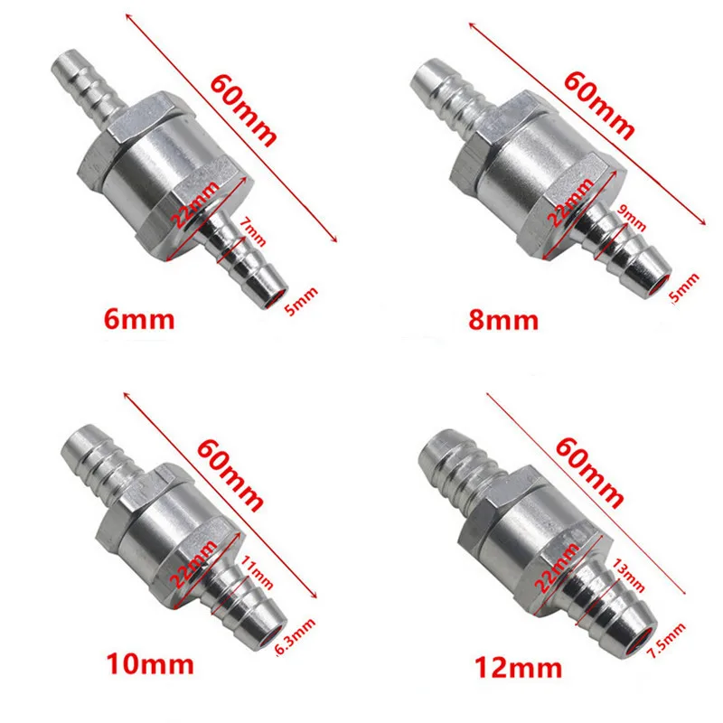 1pc Car Fuel one-way Check Valve 6/8/10/12mm Aluminium Gasoline Diesel Fuel Pump One-Way Check Valve Non-Return For Car Boat check valve