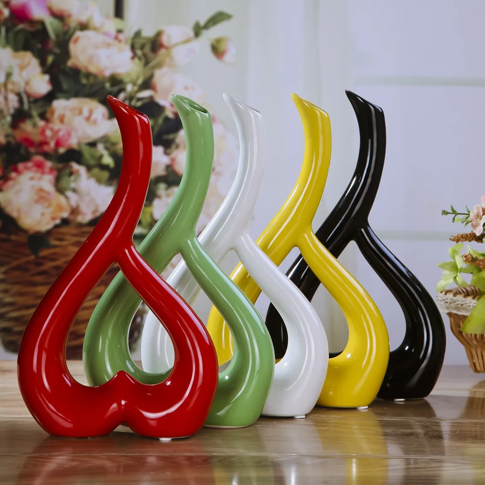 

Creative Floral Vase Home Party Heart Shape Elelgant Flower Vase Ornament Decor 5 Color Festival Wedding
