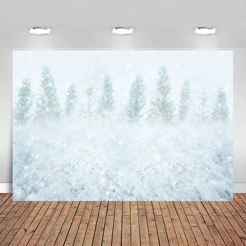 

Winter Snow Wonderland Photography Backdrop Party Supplies Decor Newborn Kids Photo Booth Background Xmas Trees Forest Holiday