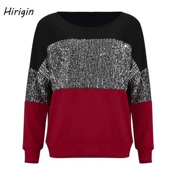 

Sequined Patchwork Shirt Women's Cold Shoulder Long Sleeve Blouse shirts Autumn Ladies Casual Slim Fit Tops shirt Female clothes