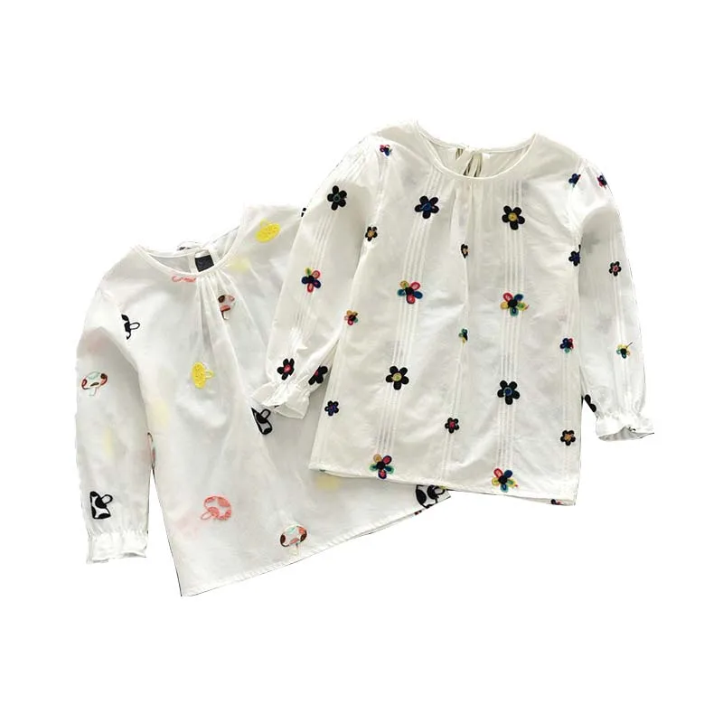 

Casual Girls Autumn Spring Floral Cotton T-shirt Children Clothes Baby Long Sleeve Tops Tees Blouse