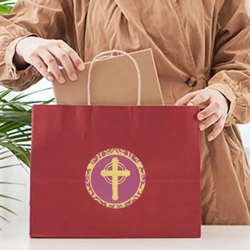 500 шт Религиозные христианские наклейки в форме Креста круглые этикетки для