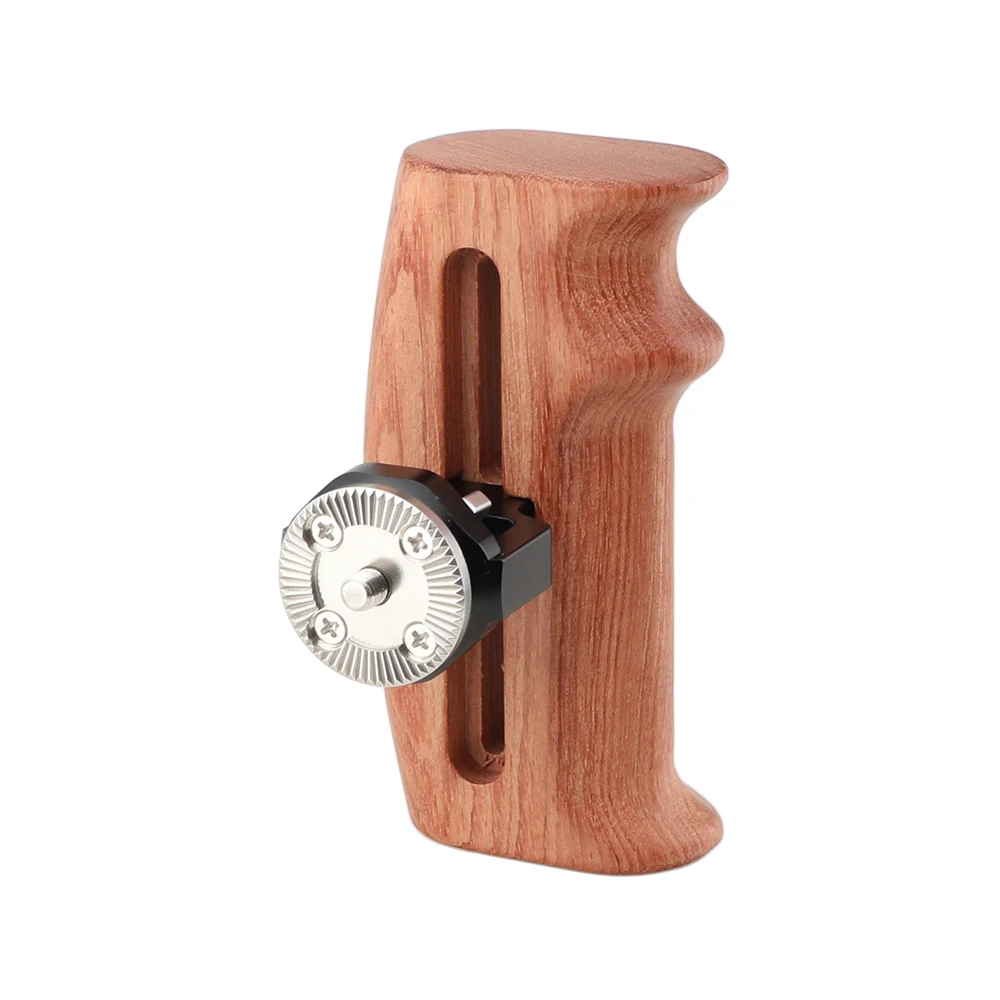 

HDRIG Adjustable Wooden Handgrip with ARRI Rosette Mount M6 Thumbscrew Connection for DLSR Camera Cage Kit Red Rig (Either Side)