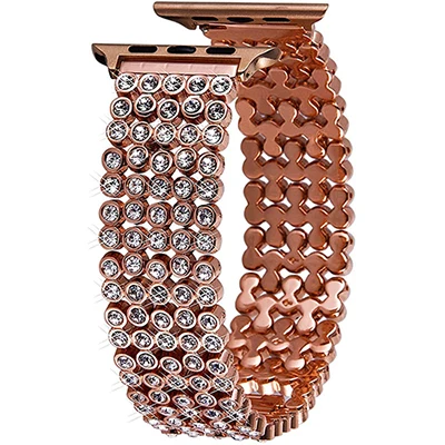 Высококачественные металлические часы с браслетом для iwatch 5 4 полосы 44 мм 40 мм замена стальной Алмазный ремешок для Apple Watch 3 2 1 - Цвет ремешка: Rose Gold