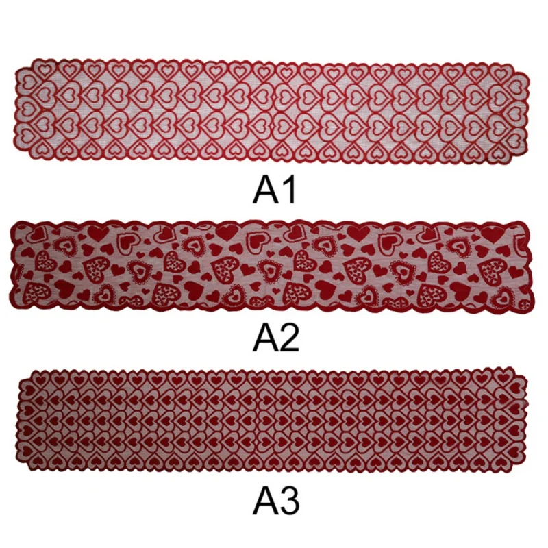 

New Table Runners Red Lace Love Tablecloth Heart Shaped Table Flag Wedding Party Decoration