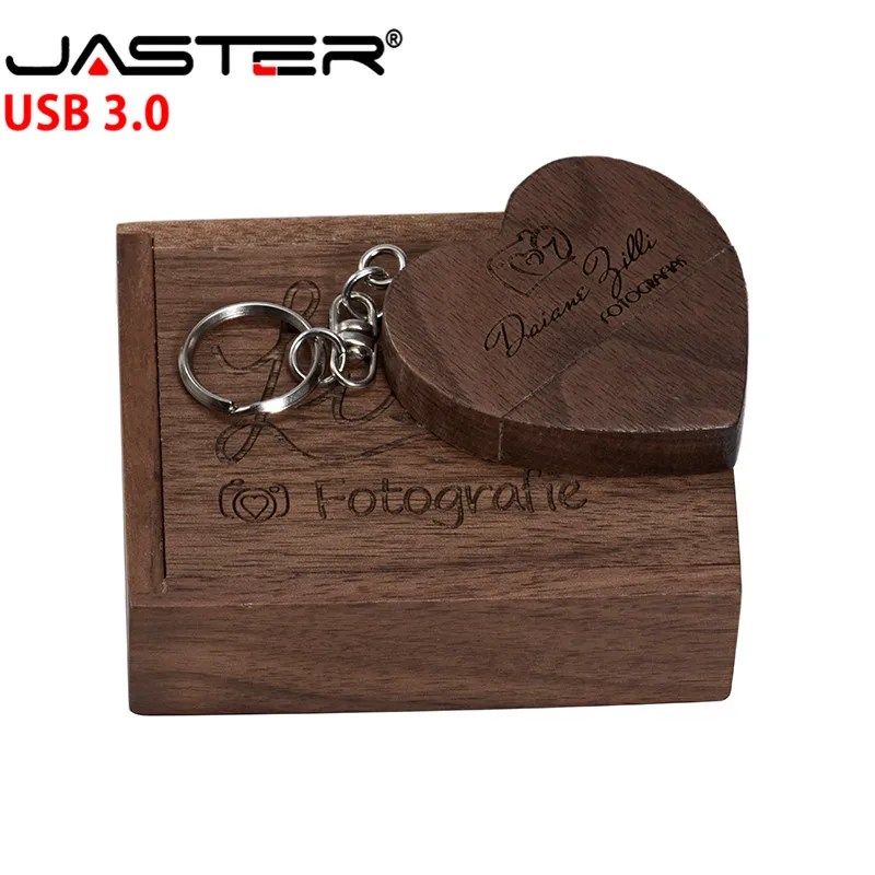 JASTER 2018 хит продаж деревянный USB в форме сердца + коробка 3 0 4 ГБ 8 16 32 64 флэш