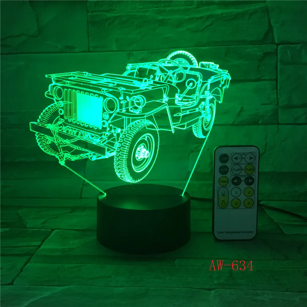 Old Racing Car Luminarias USB Night Lamp 7 Color Changing LED 3D Atmosphere Visual Nightlight Office Light Drop S AW-634 | Лампы и
