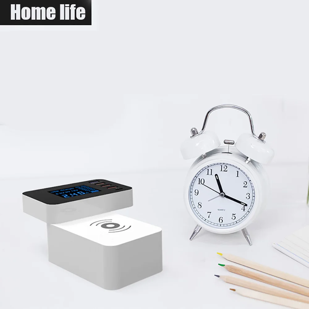 Беспроводная зарядка 4 usb порта Qi Quick 3,0 usb type C зарядная станция концентратор светодиодный дисплей быстрый адаптер для зарядки настольной полосы