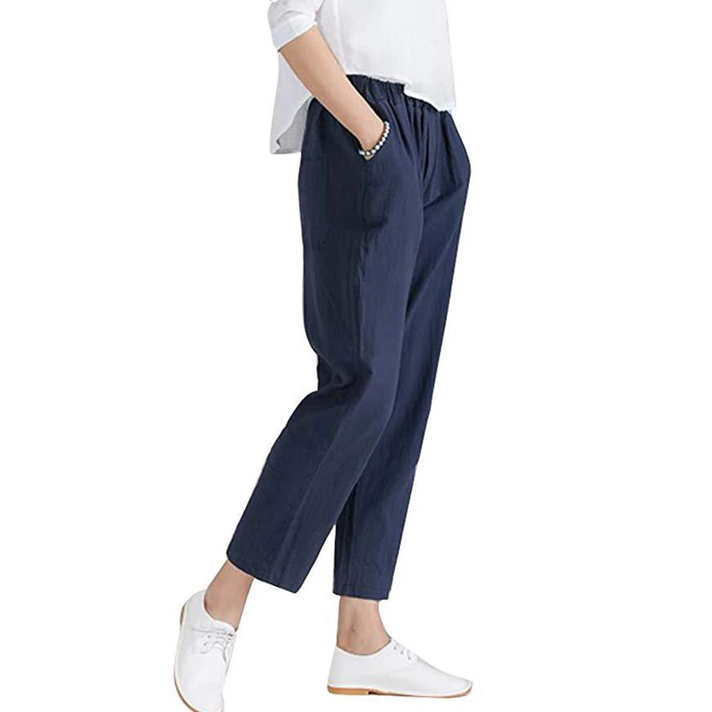 Women Autumn Summer Pants Elastic Waist Harem Shiny Sport Linen Band Pants Winter Joggers Pencil Sport Pants 808