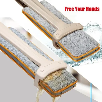 

Double-Sided Wet And Dry Flat Mop One Retractable Mop Stick Plus Two Mop Cloth Dusting Household Cleaning Tools #YL10