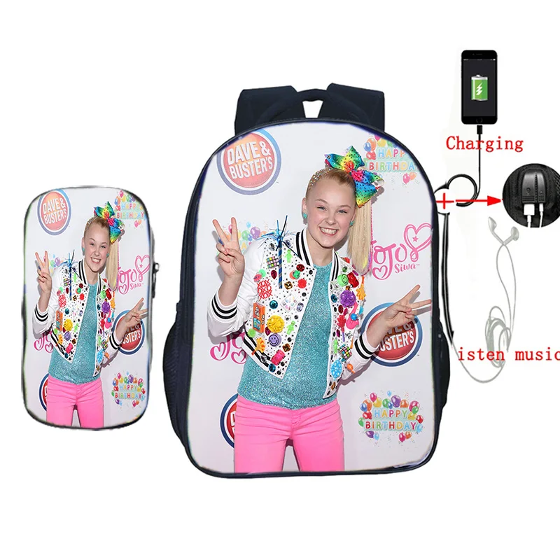 2 шт./компл. Jojo Siwa рюкзак usb зарядка школьные сумки для подростков девочек мальчиков ноутбук рюкзак для женщин мужчин повседневные дорожные сумки
