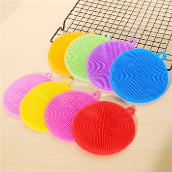 

1pcs Silicone Dishwashing Brush Multifunctional Kitchen Cleaning Insulation Mat Decontamination Brush Melon Fruit Vegetable
