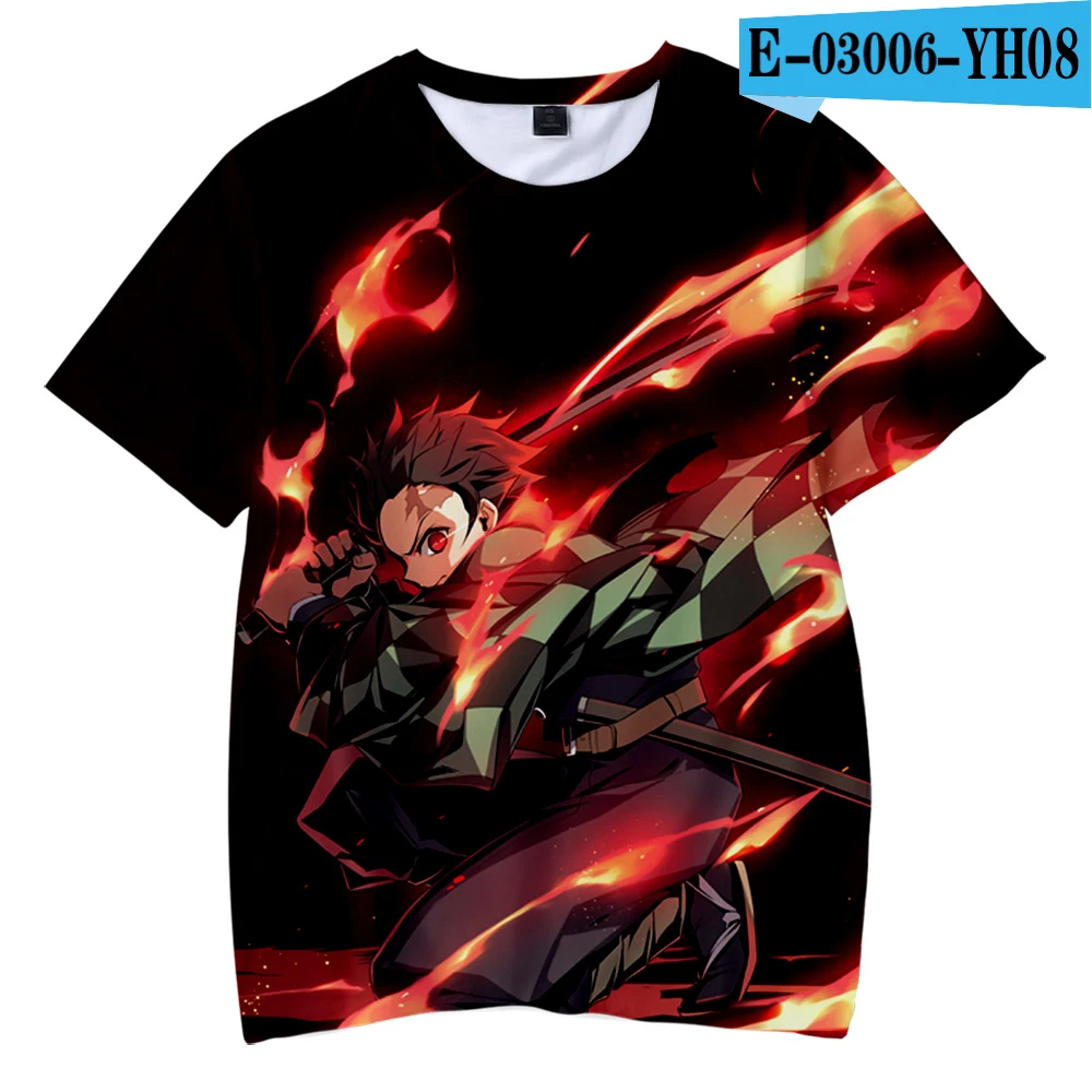 Kimetsu no Yaiba/Детская футболка с 3D принтом «Demon Slayer», Kamado Tanjirou, одежда для мальчиков, топы для девочек 3, 5, 6, 7, 8, 10, 12 лет - Цвет: E-03006-YH08