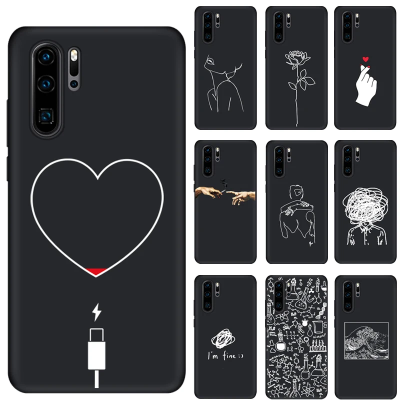 

Lovers Rose Line Honor20 10 Soft Silicon case For Huawei P20 P20Lite P20Pro P30 Lite P30Pro Phone Cover Case Capa Fundas Coque