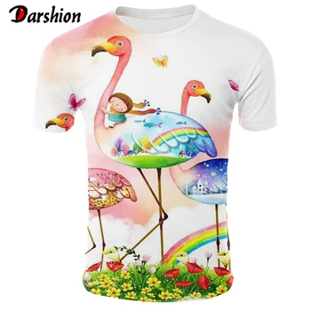 

New Men's Tops Bird T-shirt Casual Loose Men's Tshirt 3D Printed Flamingo Top 3D Printed T-short Sleeve And Tees