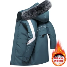 2021 Winter New Patchwork Men Down Jacket Hooded Big Fur Collar High Quality White Duck Down Male Overcoat Plus Size 3XL