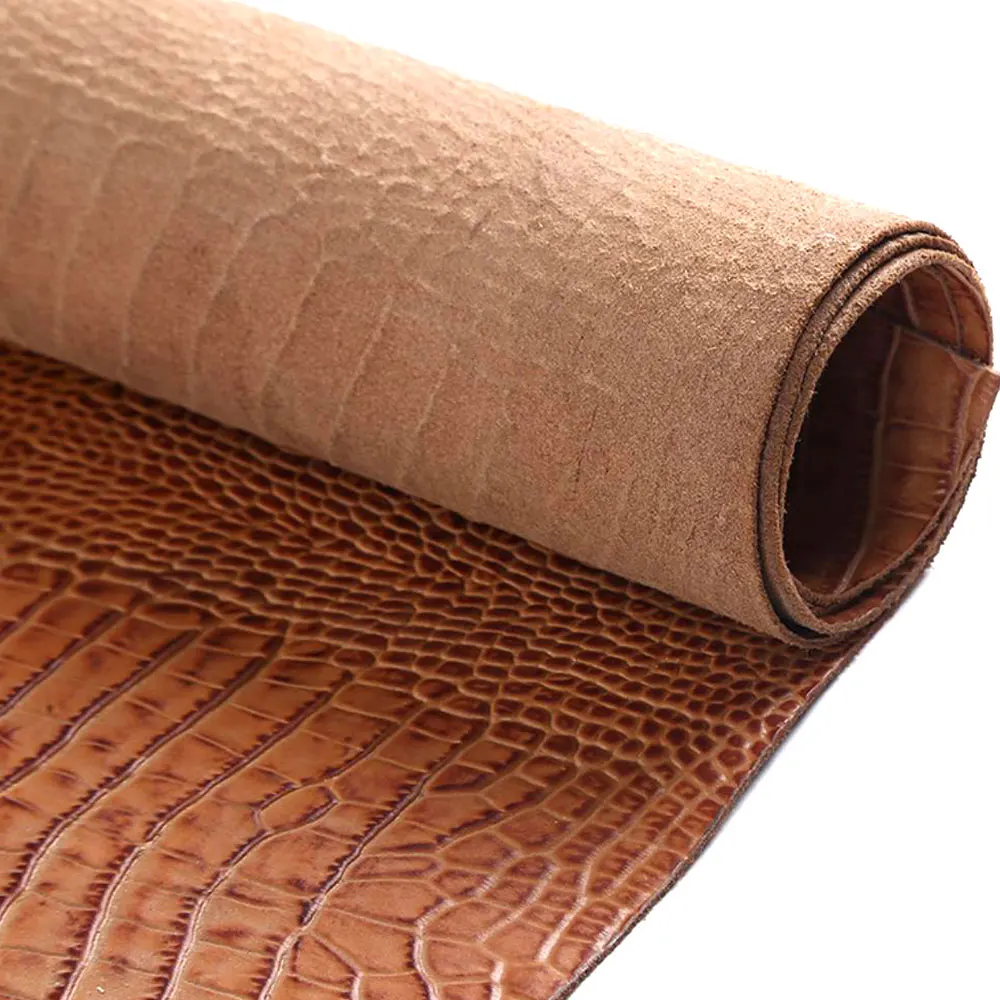 Leather Fabric Leather Material Handmade Leather Leather hide cow skin thick genuine leather 1.4mm cowhide emboss yellow black DIY bag shoes tanned leather for bag wallet purse
