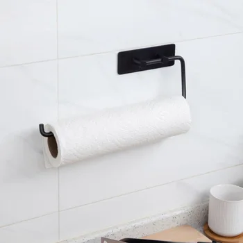 

Self Adhesive Rotatable Rustproof Wall Mounted Modern Simple Rack Punch Free Paper Towel Holder Under Cabinet Bathroom Kitchen